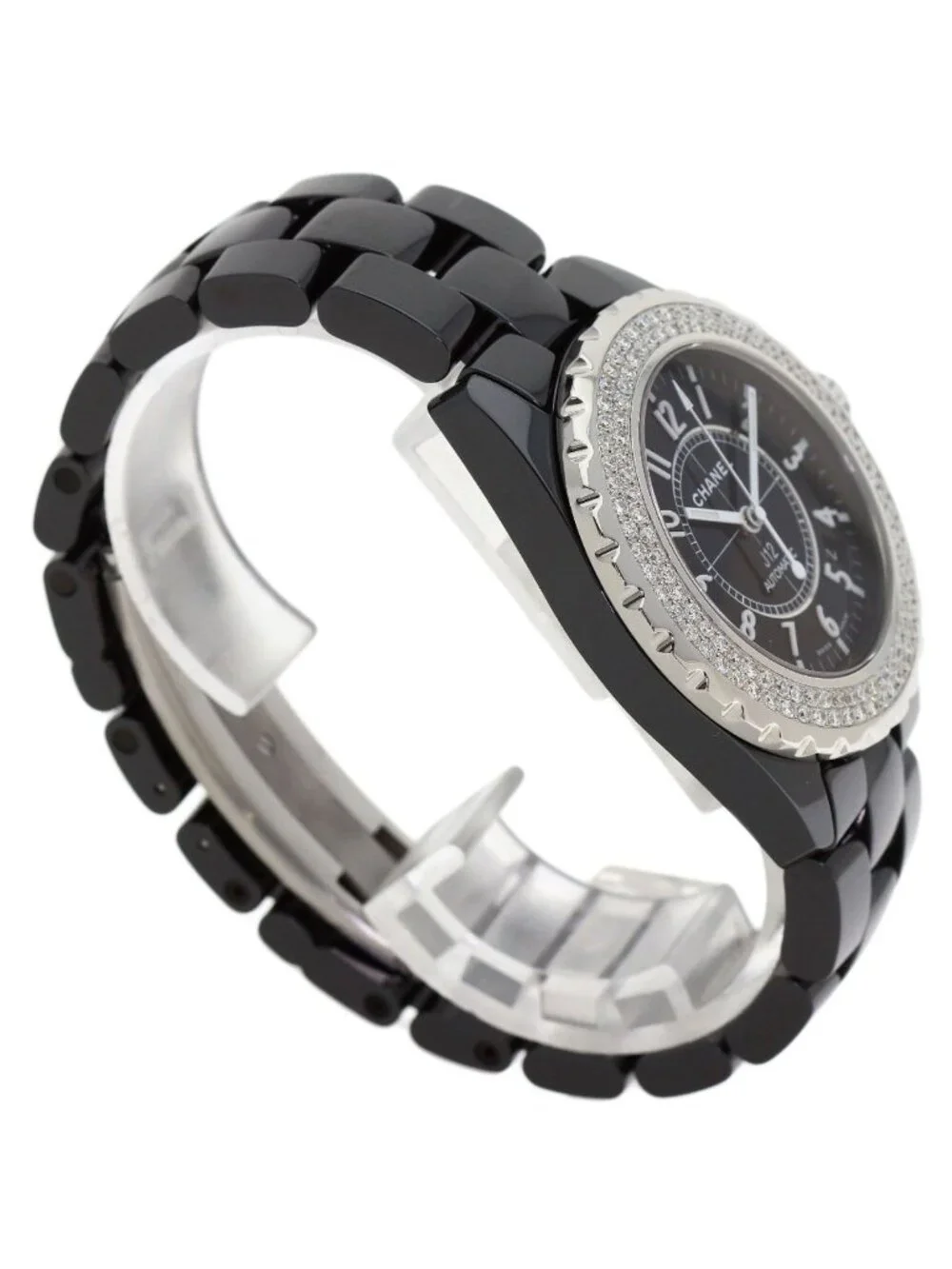 Chanel 38 2 Heavy Diamond Bezel Watch Ceramic